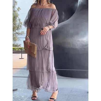 Katherine - Pleated Ruffle Dress