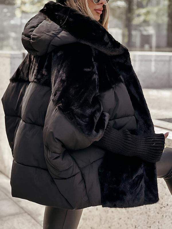 Lila Hooded Fur Patchwork Winter Coat