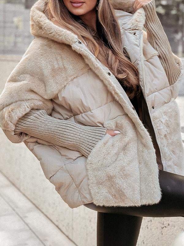 Lila Hooded Fur Patchwork Winter Coat