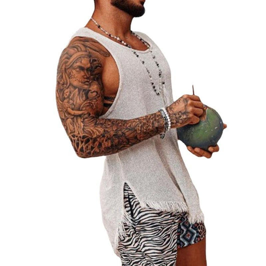 Men's Casual Summer Tassel Knitted Tank Top 65453364M
