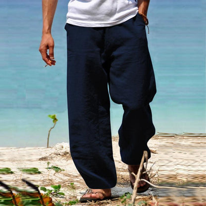 Men's Casual Solid Color Loose Straight-Leg Pants 32296041Y