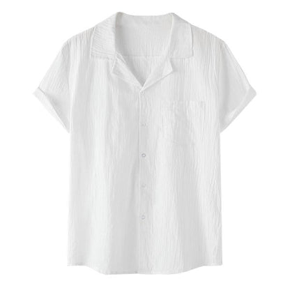 Men's Casual Thin Cotton Linen Short Sleeve Shirt 56599850M