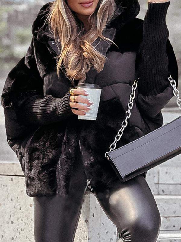 Lila Hooded Fur Patchwork Winter Coat
