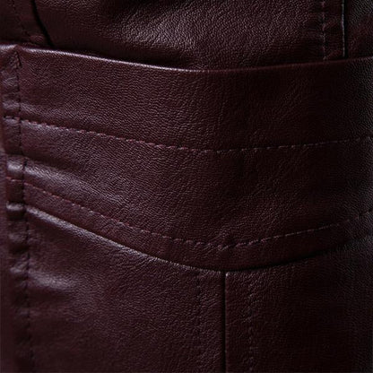 Men's Vintage Lapel Two Button Leather Blazer 32344449M