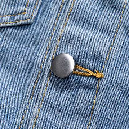 Men's Fashion Cross Patch Lapel Single Breasted Denim Jacket 84136194M