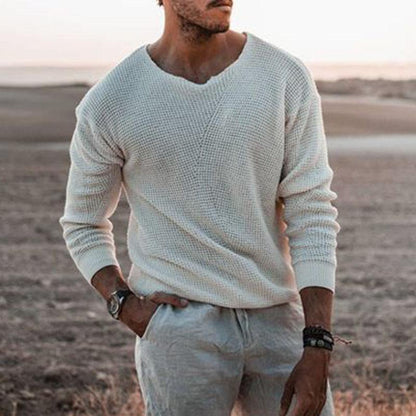 Men's Casual Round Neck Slim Pullover Knitwear 21120897M