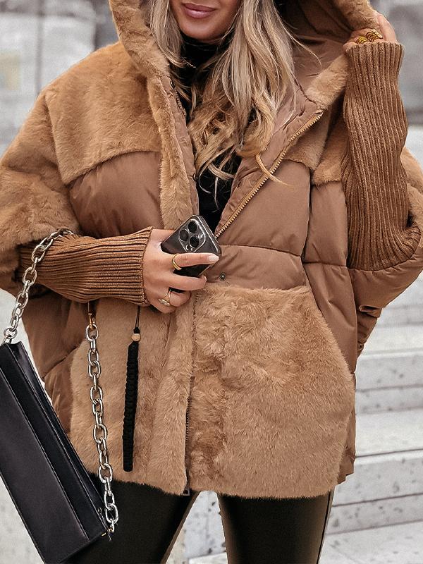 Lila Hooded Fur Patchwork Winter Coat