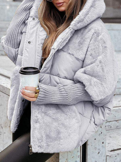 Lila Hooded Fur Patchwork Winter Coat