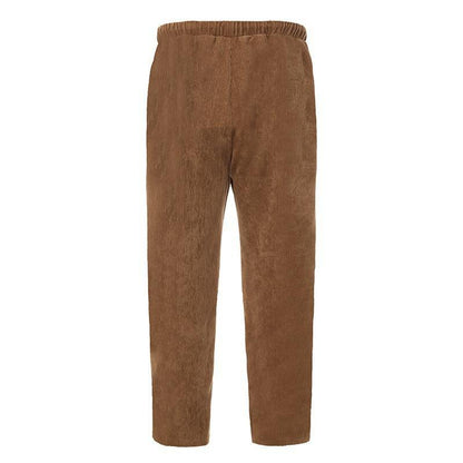 Men's Corduroy Loose Straight Cropped Pants 00857343X