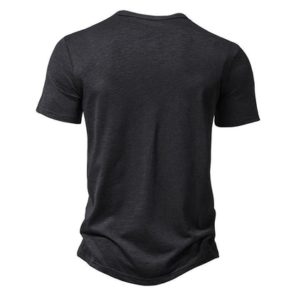 Men's Slub Cotton Henley T-Shirt 40920170X