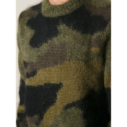 【24-hour shipping】Men's Vintage Camouflage Jacquard Crew Neck Sweater 79045048Y