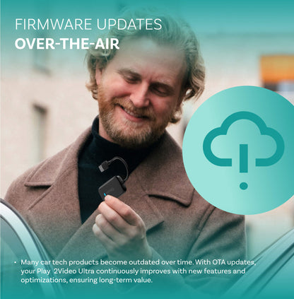 Play2Video Ultra 7” — Wireless Apple CarPlay & Android Auto Adapter with Built-in Touchscreen & Streaming Apps