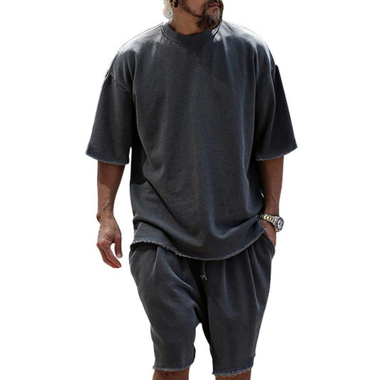 【24-hour shipping】Men's Fashion Loose Short Sleeve T-shirt and Shorts Set 02514856Z