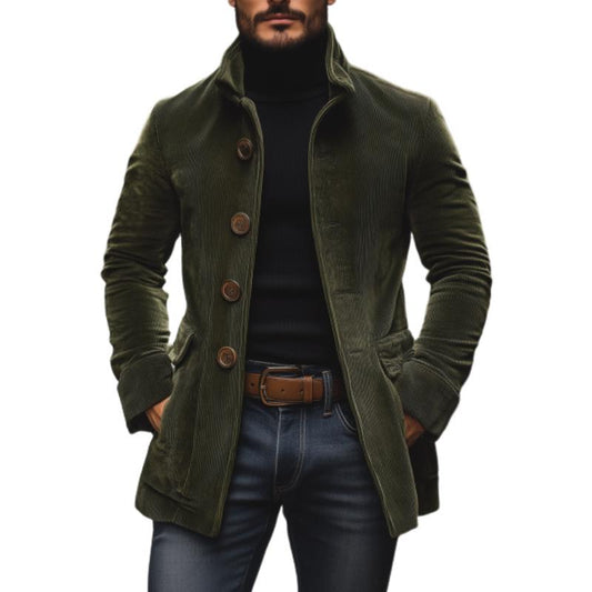 【24-hour shipping】Men's Vintage Corduroy Stand Collar Single Breasted Slim Short Coat 66901253M