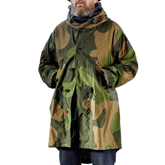 【24-hour shipping】Men's Camouflage Hooded Single Breasted Trench Coat 50959666Z