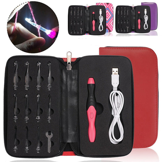Rechargeable Light-Up Crochet Hooks Set