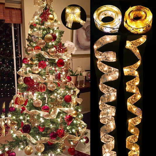 Ribbon Fairy Light Christmas Decoration